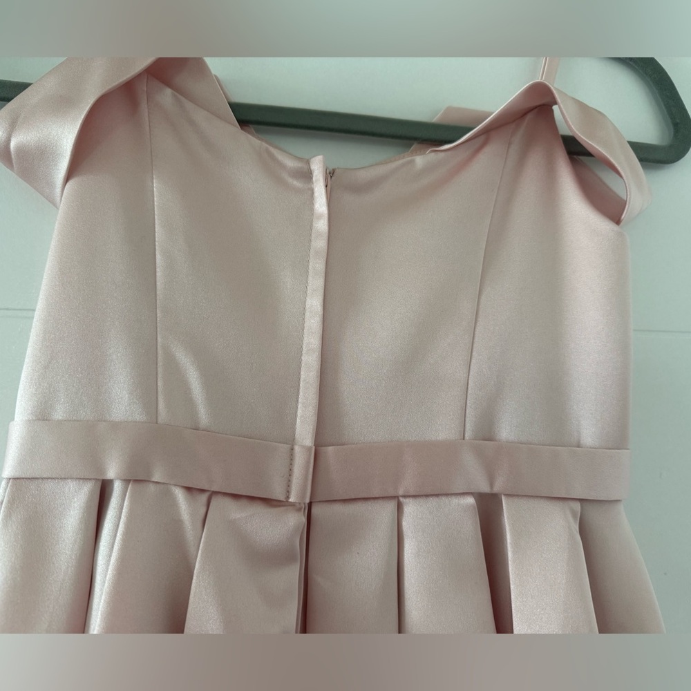 Satin Formal off the shoulder dress for girls, Light Pink Color - Picture 5 of 8